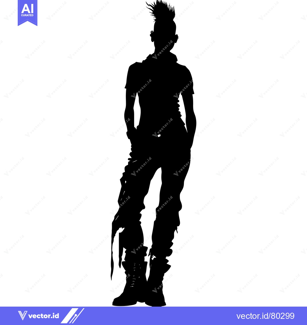 Premium Vector dari Silhouette of a Person with a Spiky Hairstyle and Casual Clothing