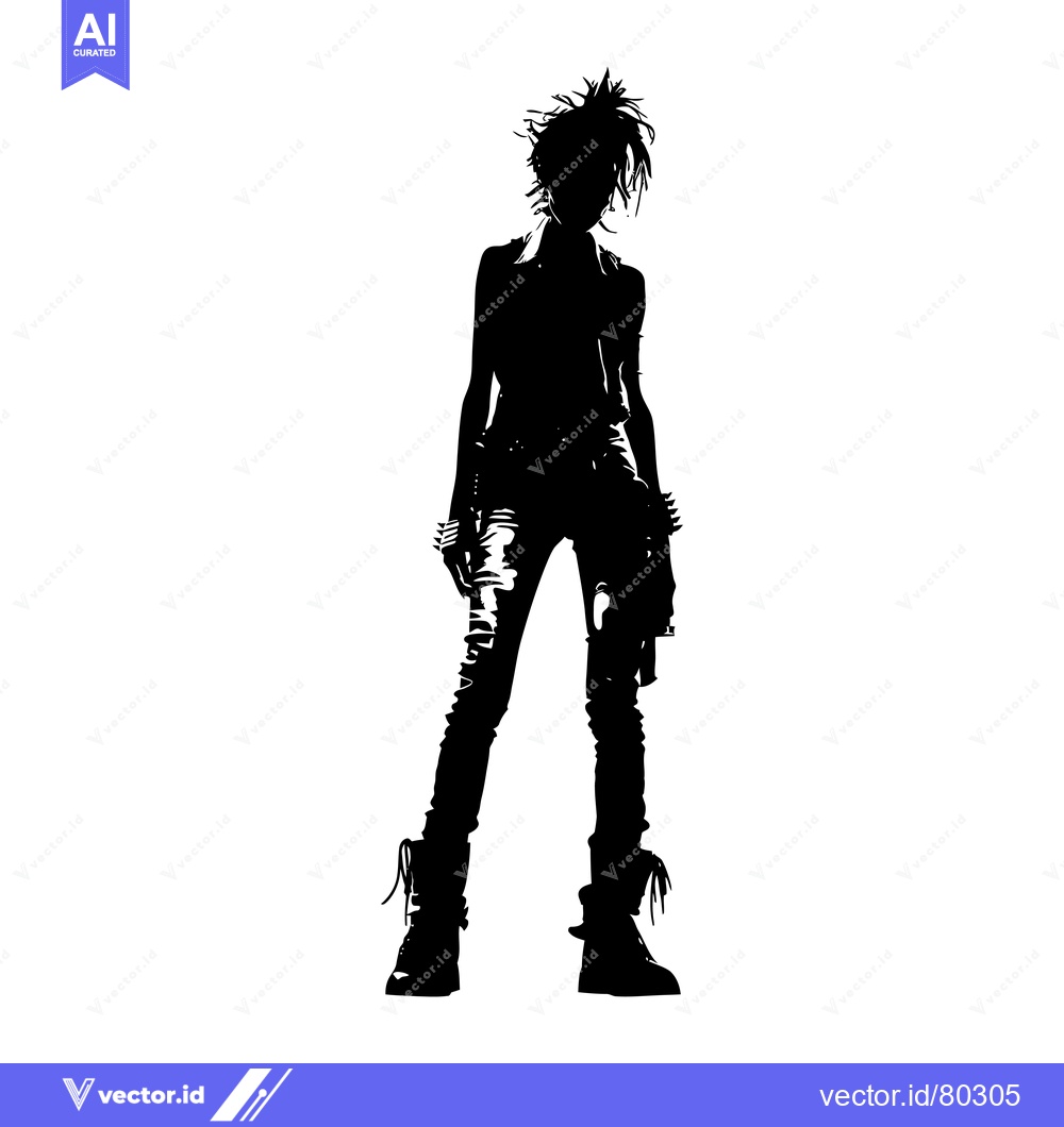Premium Vector dari Silhouette of a Woman in Edgy Clothing and Boots