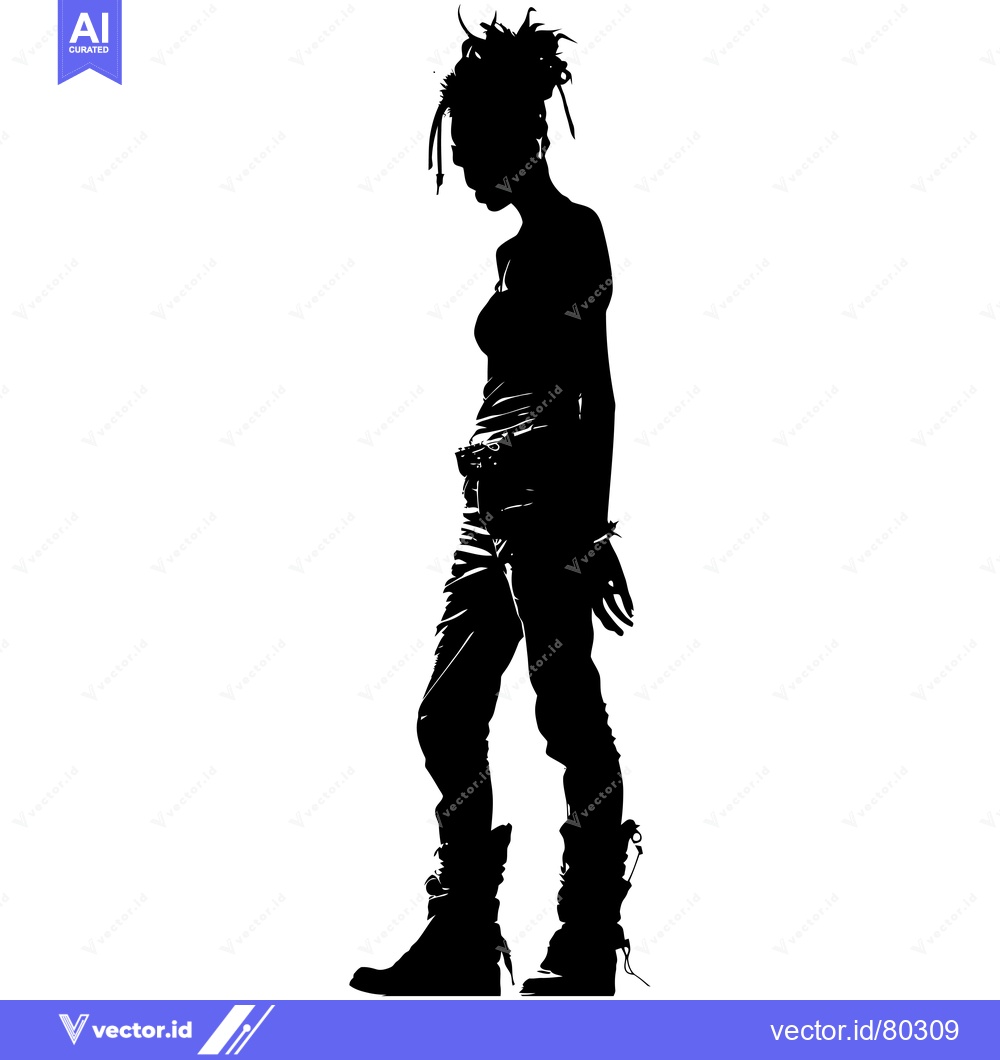 Premium Vector of Silhouette of a Woman with Dreads Wearing Boots and Jeans