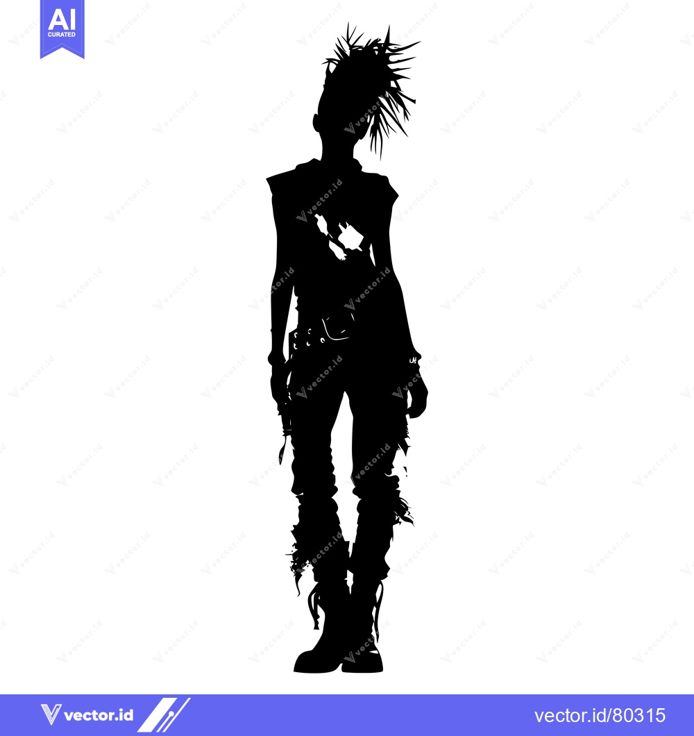 Premium Vector of Silhouette of a Punk Rock Girl with Spiky Hair
