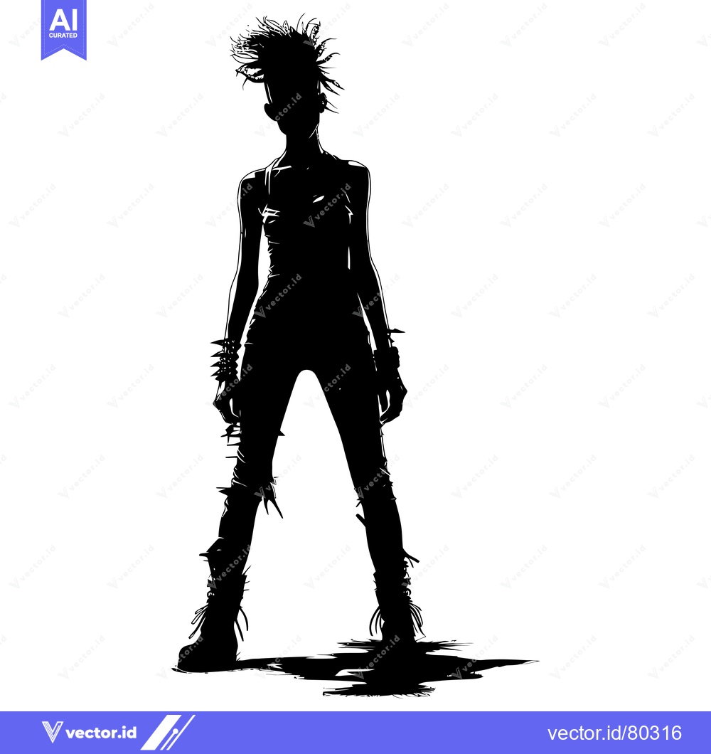 Premium Vector dari Silhouette of a Woman with Spiked Hair and Boots
