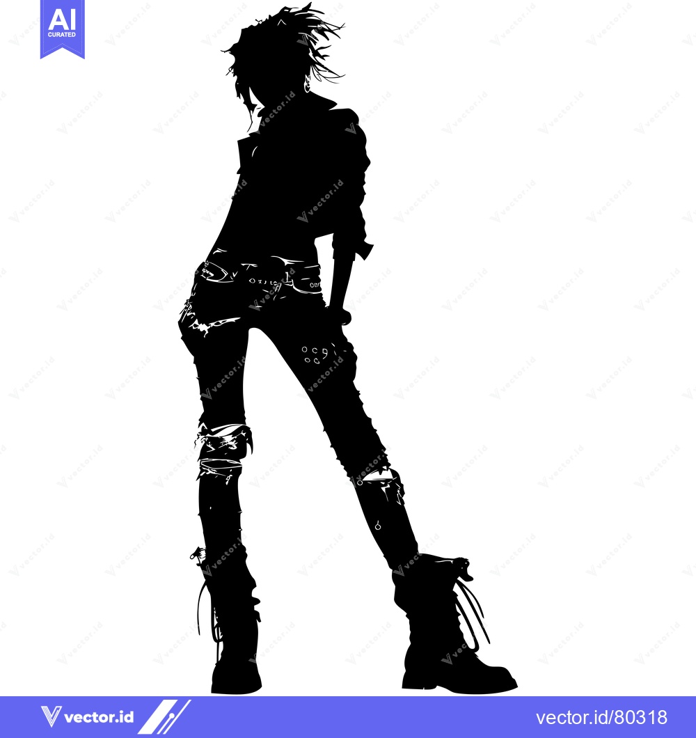 Premium Vector of Silhouette of a Young Woman in Edgy Clothing