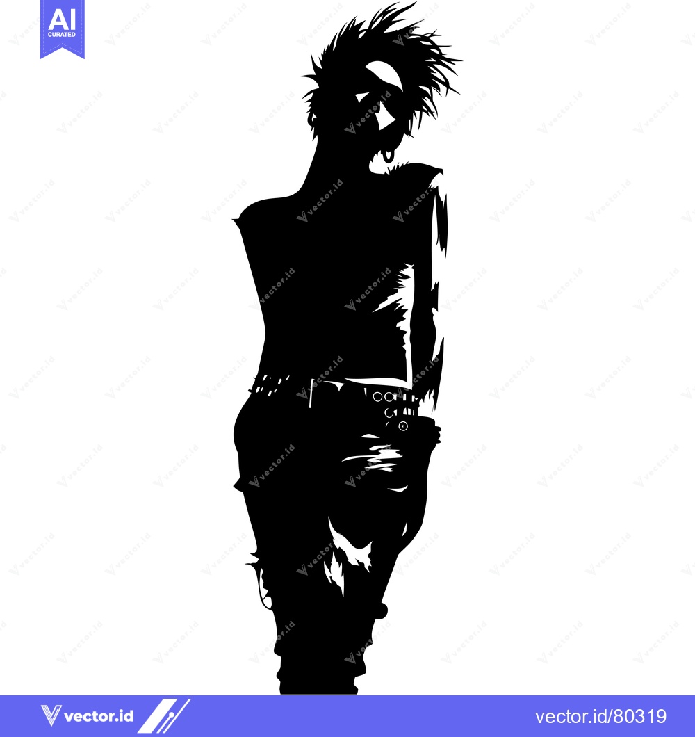 Premium Vector of Silhouette of a Punk Rock Fashion Person with Spiky Hair