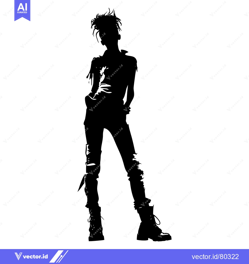 Premium Vector dari Silhouette of a Young Woman in Edgy Attire