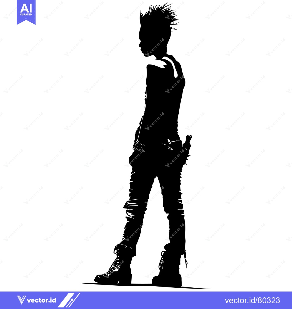 Premium Vector of Silhouette of a Punk Rock Person with Spiked Hair