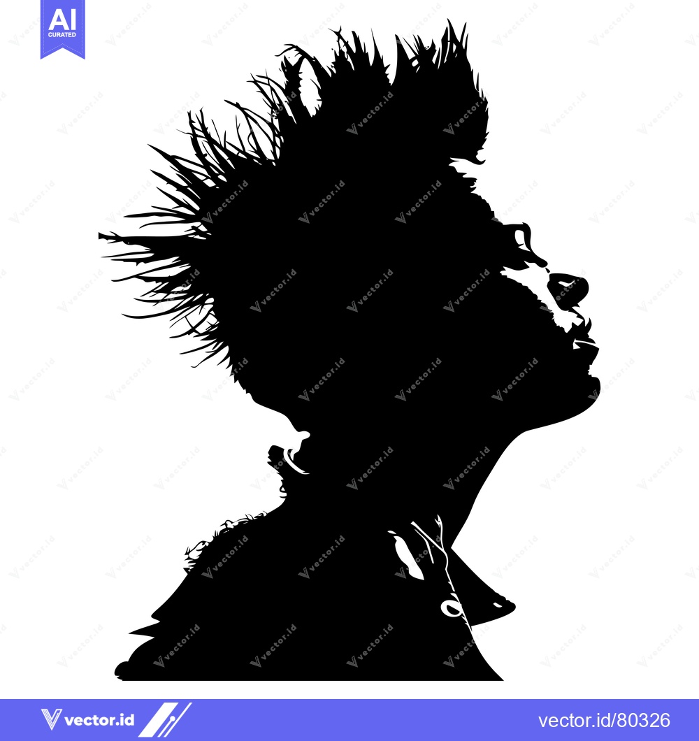 Premium Vector dari Silhouette of a Person with Spiky Hair Looking Upward