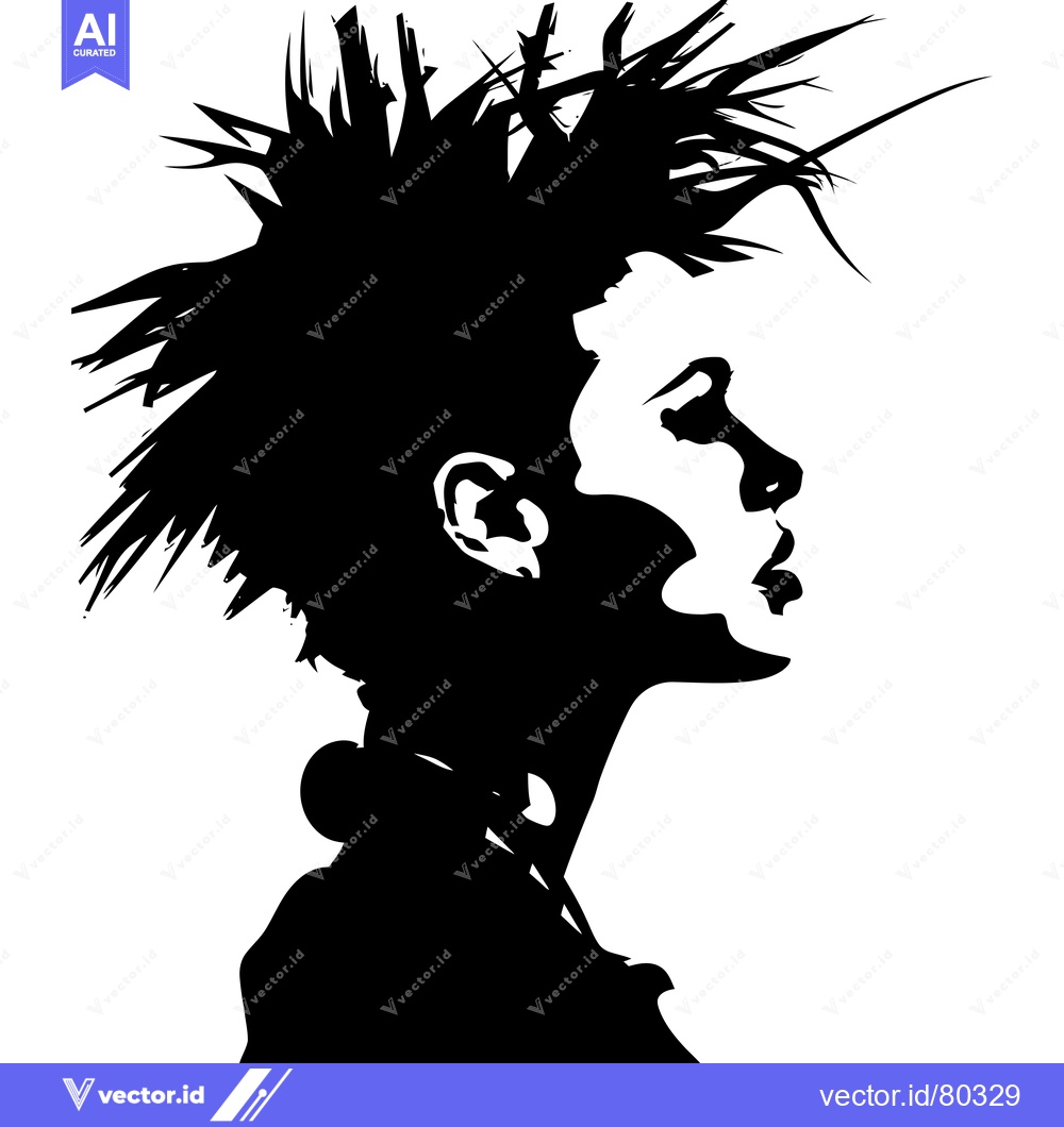Premium Vector of Silhouette of a Woman with Spiky Hair