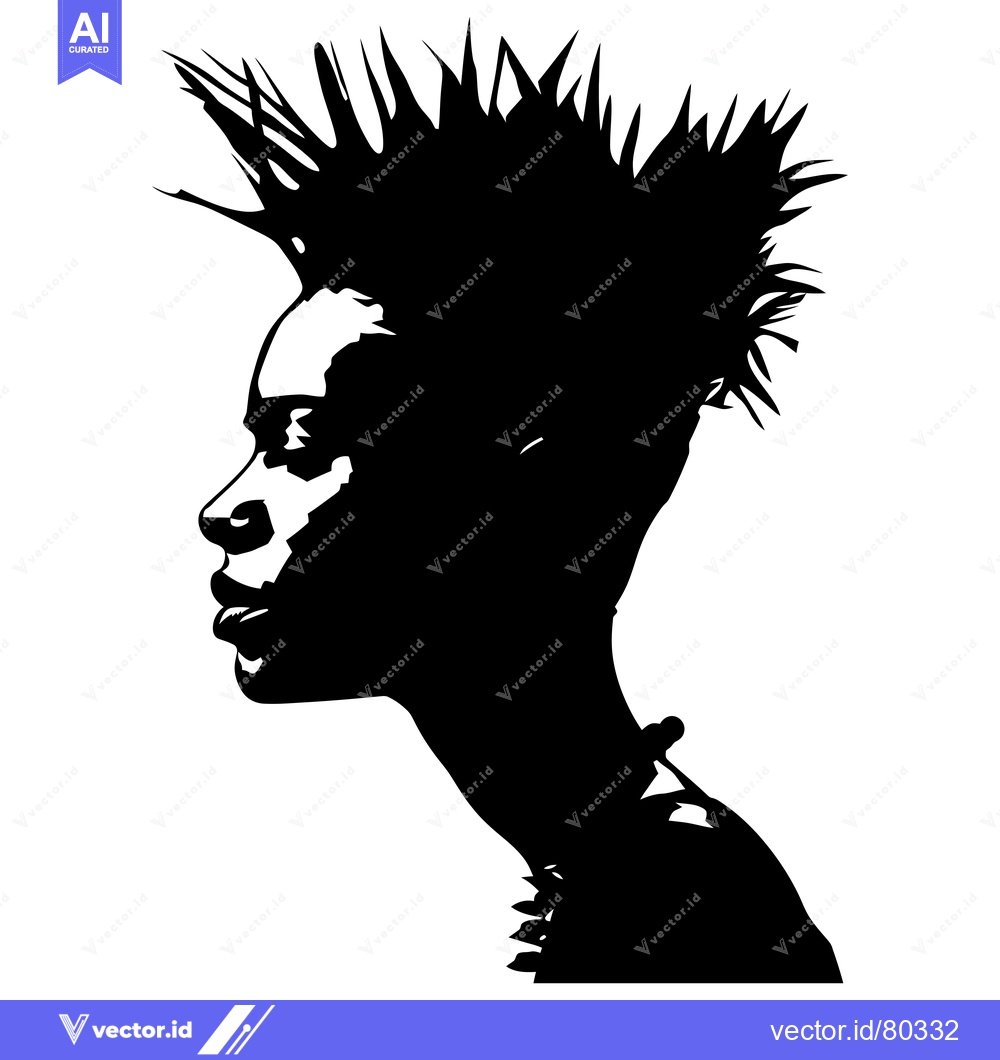 Premium Vector dari Silhouette of a Woman with Spiky Hair in Profile
