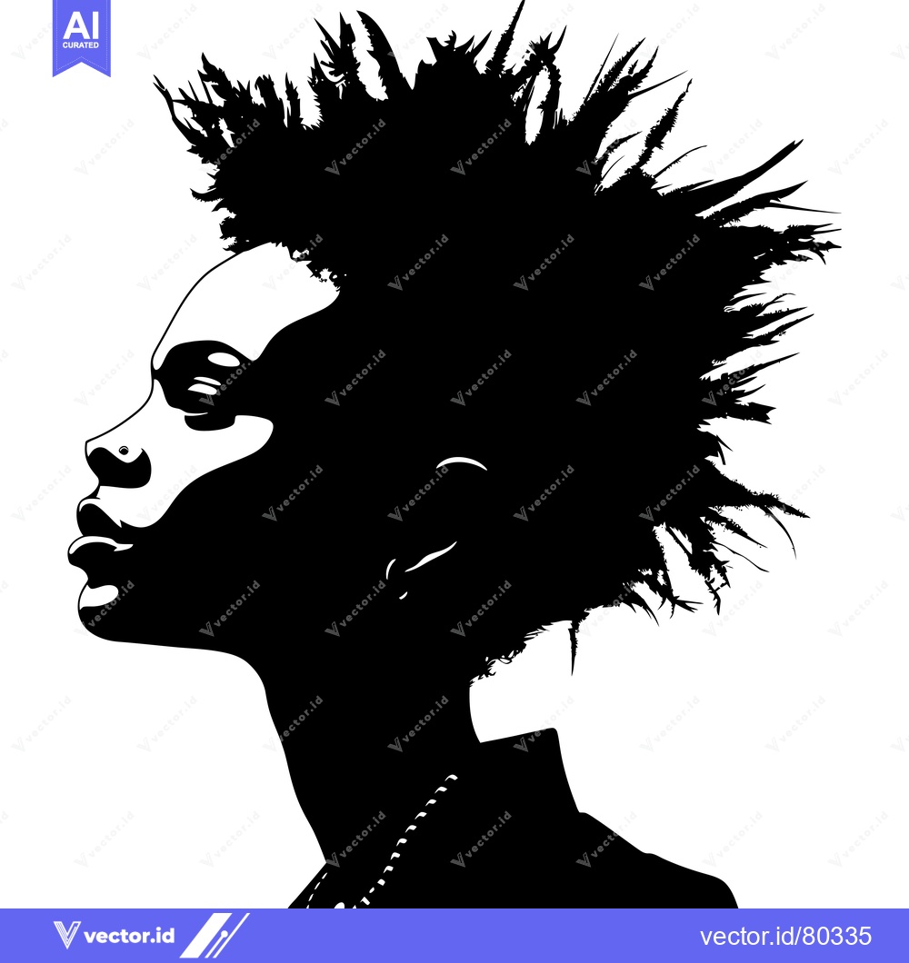 Premium Vector dari Silhouette of a Woman with Spiky Hair Looking to the Side