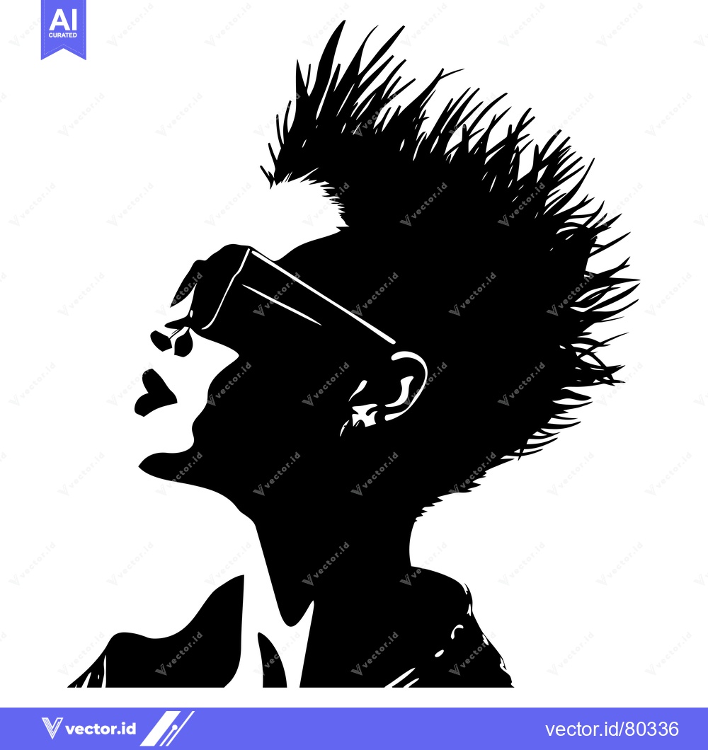 Premium Vector of Silhouette of a Woman with Spiky Hair and Sunglasses