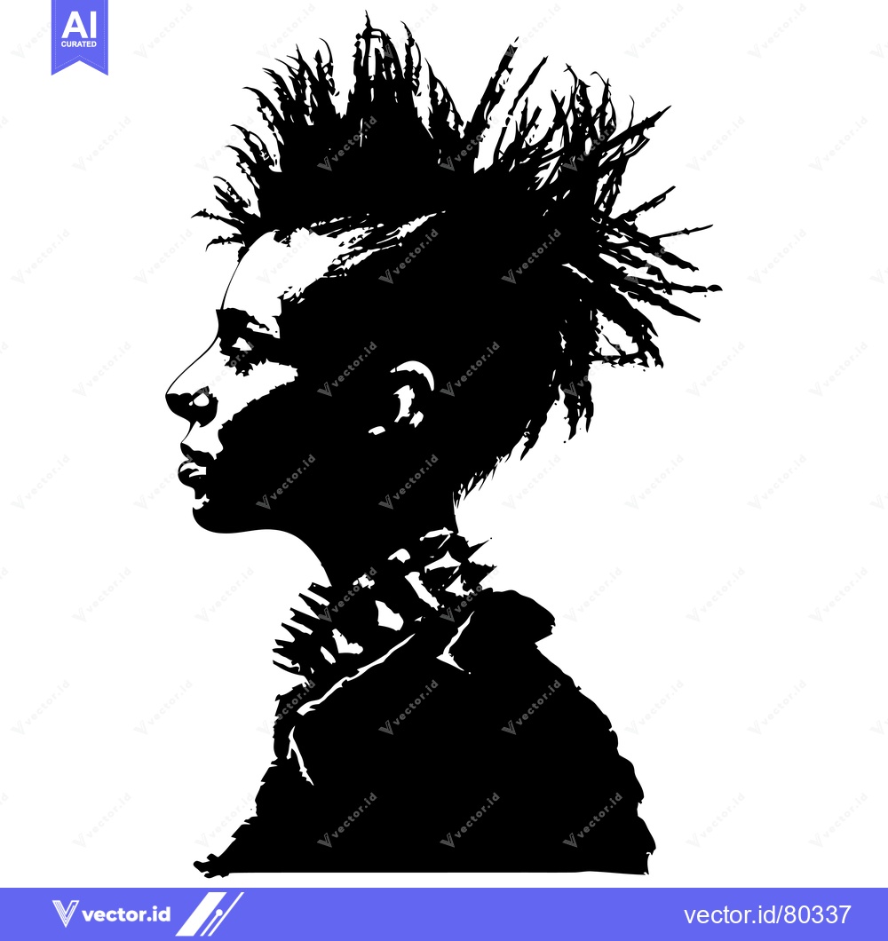 Premium Vector dari Black and White Silhouette of a Person with a Spiky Hairstyle