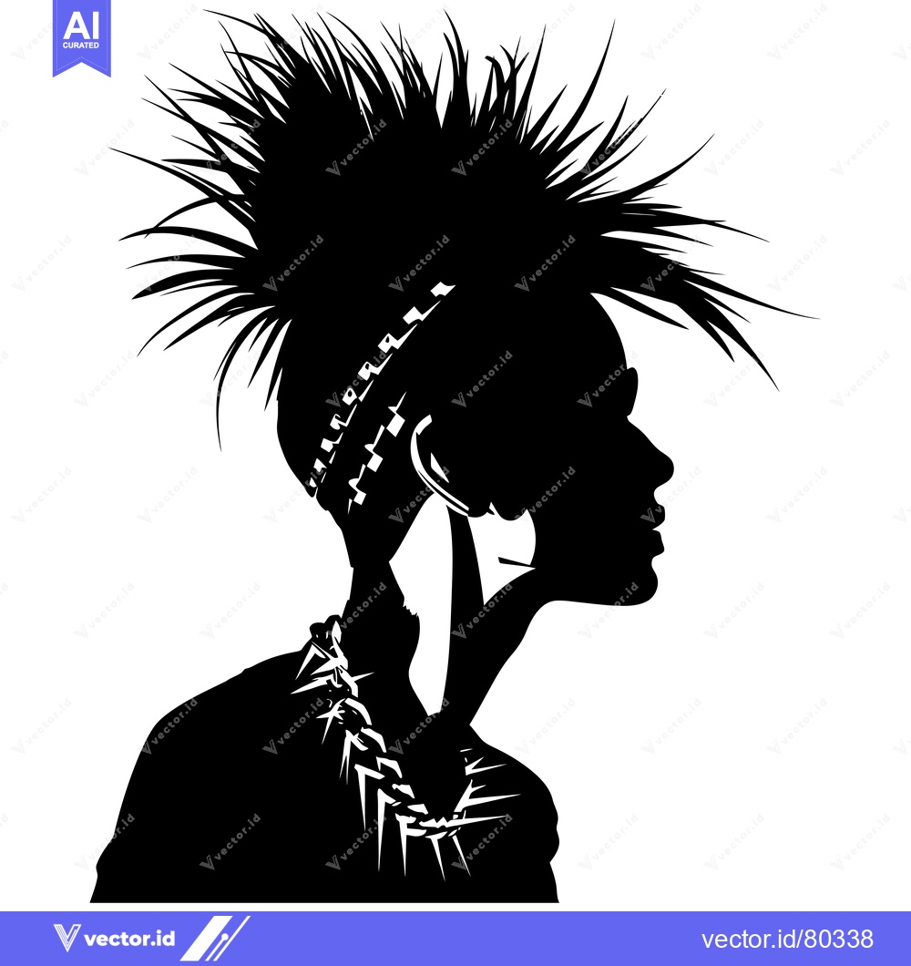 Premium Vector dari Silhouette of a Punk Rock Female with Spiky Hair and Accessories