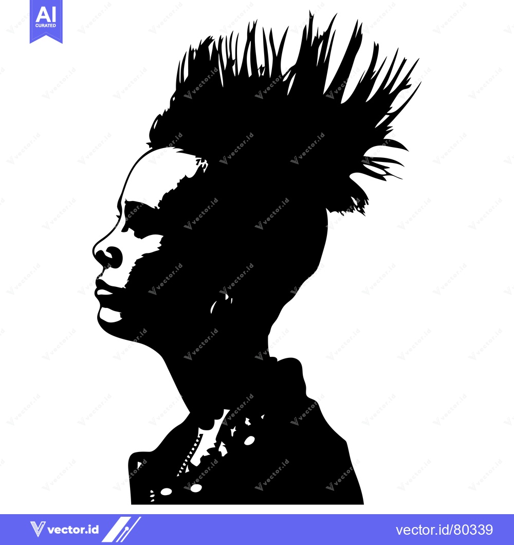 Premium Vector of Silhouette of a Person with a Spiky Mohawk Hairstyle