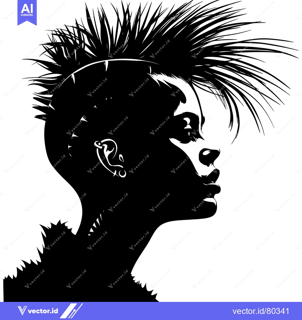 Premium Vector of Black and White Silhouette of a Person with Spiky Hair