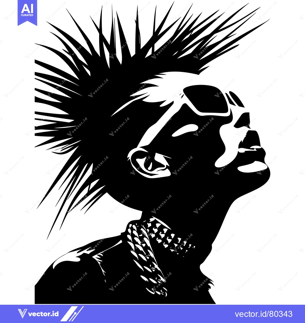 Premium Vector dari Black and White Silhouette of a Punk Rock Person
