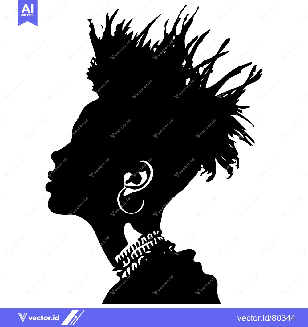 Premium Vector of Silhouette of a Person with a Spiky Hairstyle and Earrings