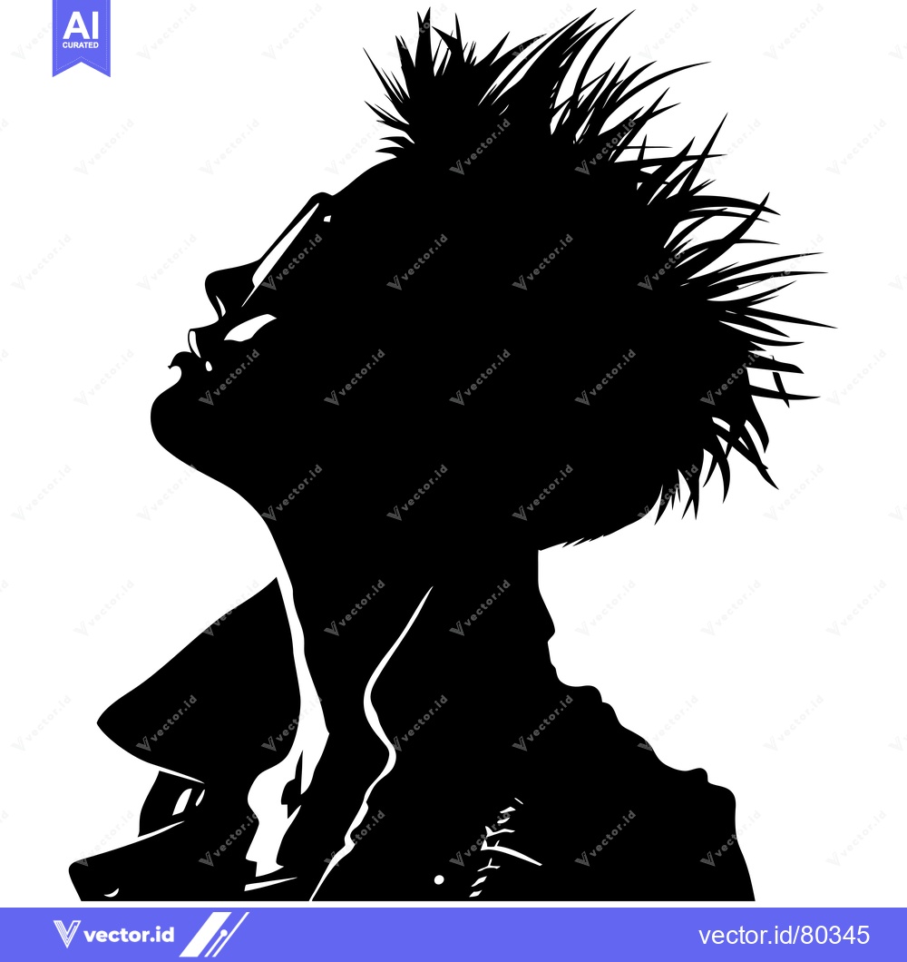 Premium Vector dari Silhouette of a Punk Rocker with Spiky Hair and Sunglasses