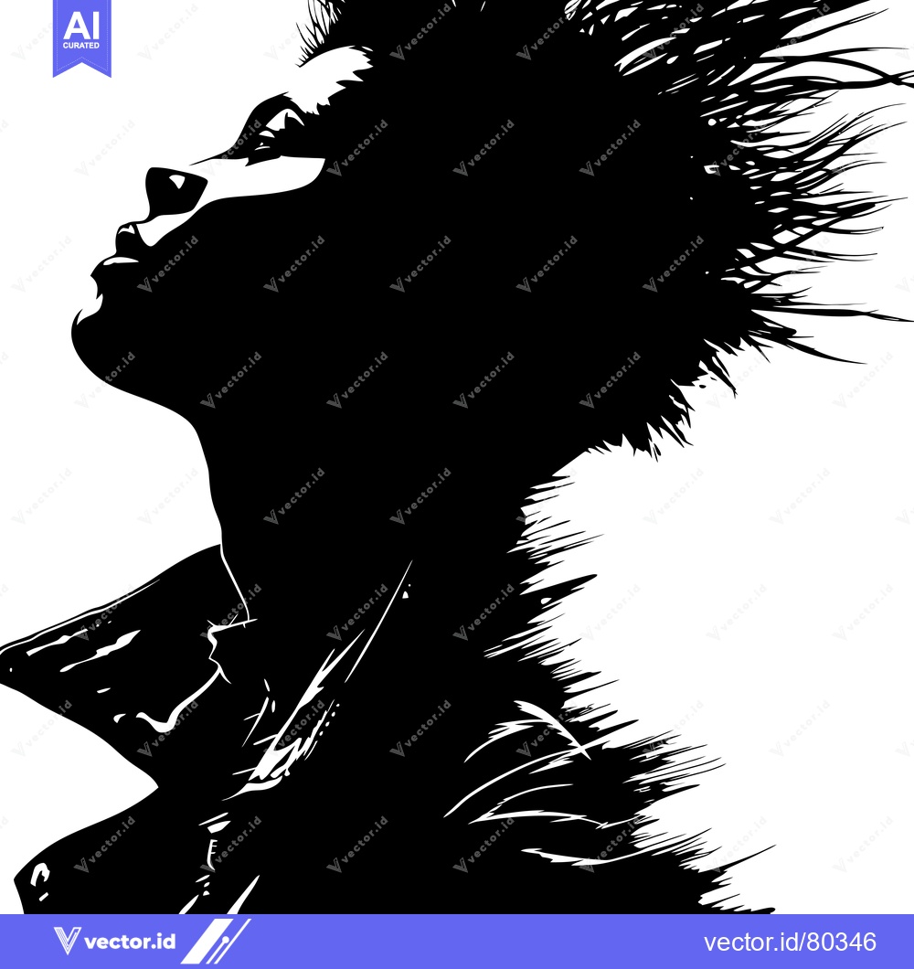 Premium Vector dari Silhouette of a Woman with Spiky Hair Looking Upward