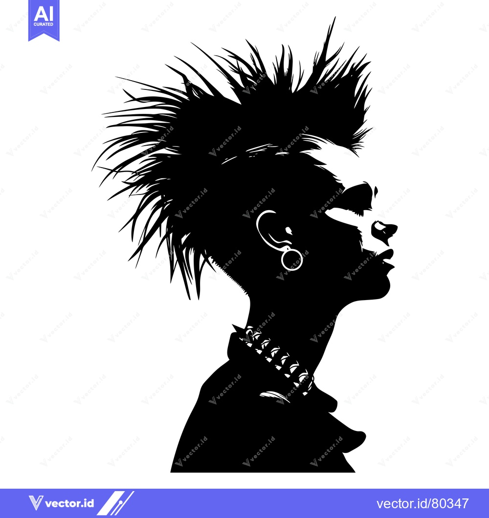 Premium Vector dari Silhouette of a woman with a mohawk hairstyle