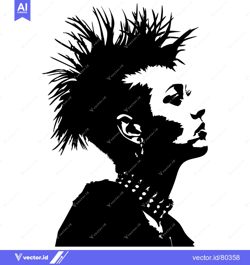 Premium Vector of Silhouette of a Person with Spiked Hair and a Choker
