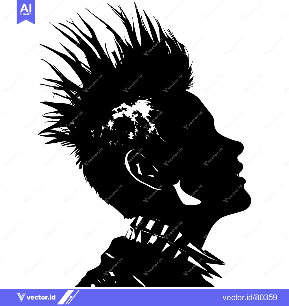 Premium Vector of Silhouette of a Punk Rocker with a Spiked Mohawk