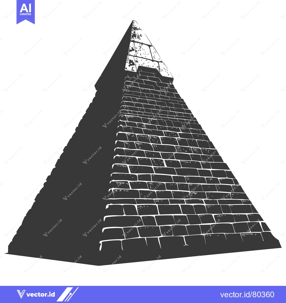 Premium Vector dari A grayscale depiction of a stone pyramid with a flat top