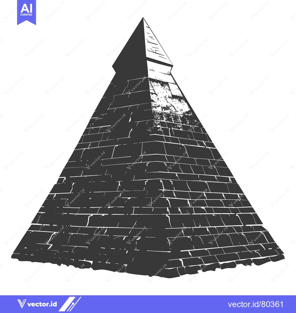 Premium Vector dari A Monochrome Illustration of a Brick-Built Pyramid