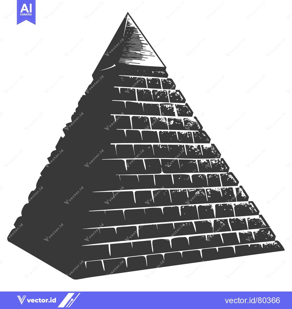 Premium Vector of A Black and White Illustration of a Stone Pyramid