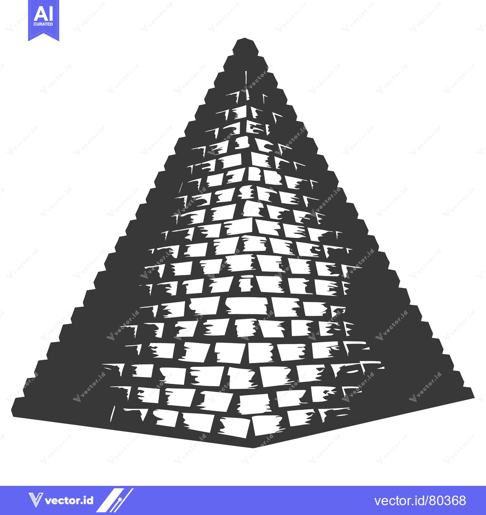 Premium Vector of A Black and White Illustration of a Brick Pyramid