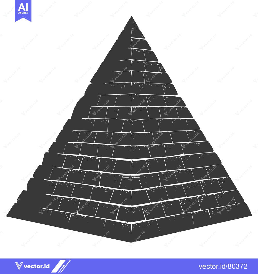 Premium Vector dari A Hand-Drawn Silhouette of a Stone Pyramid