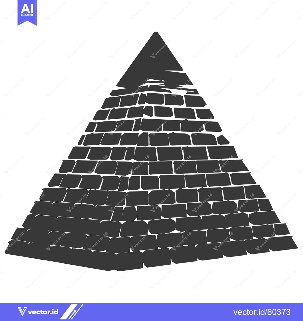 Premium Vector of A Black and White Silhouette of a Brick Pyramid