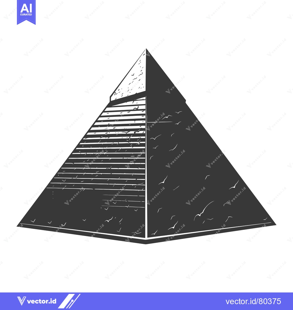 Premium Vector of A Black and White Illustration of a Stone Pyramid