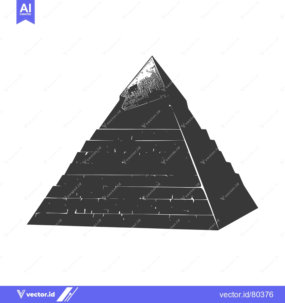 Premium Vector dari A Stone Pyramid with Detailed Top and Layered Sides