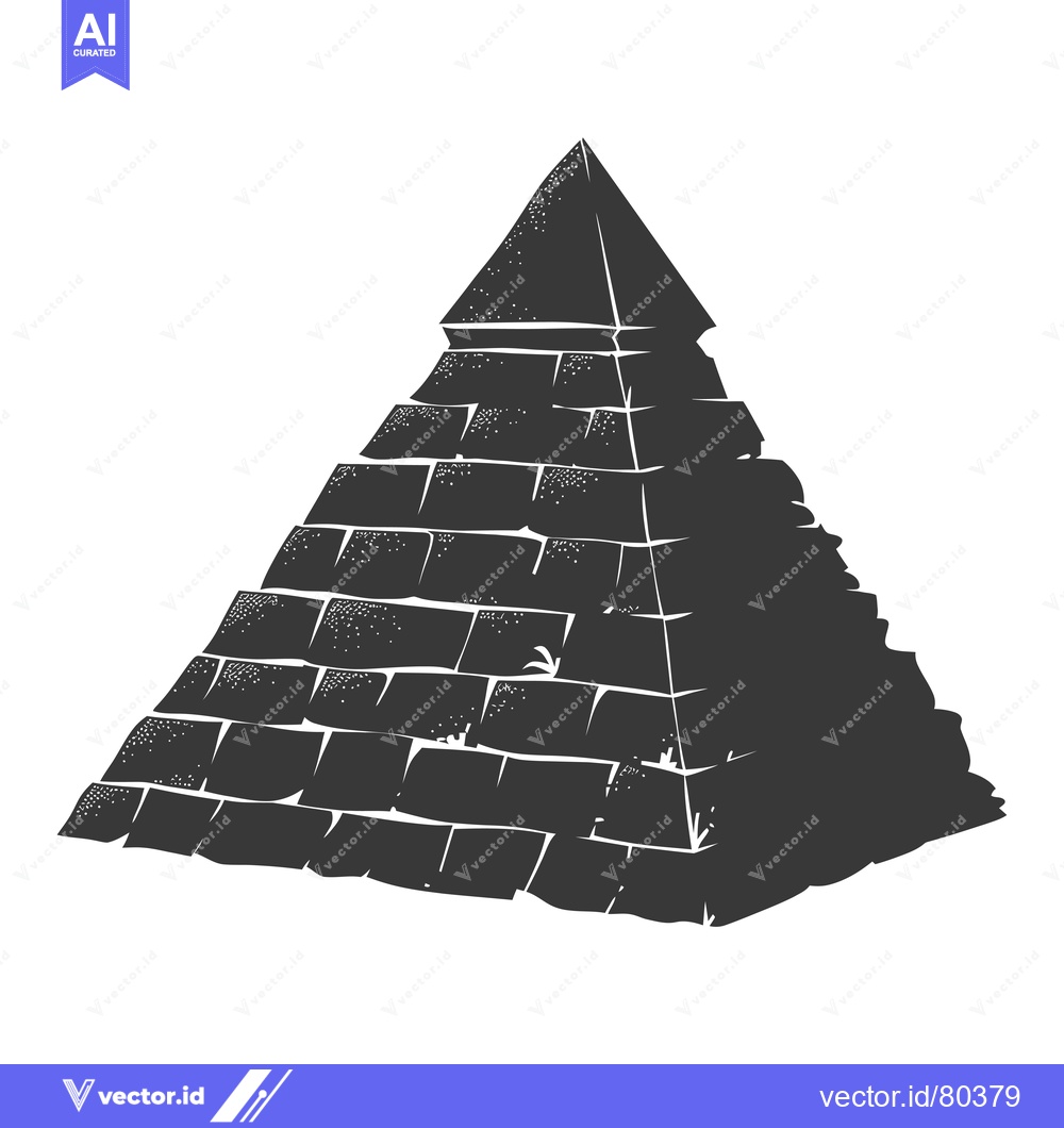 Premium Vector dari A Silhouetted Pyramid with Visible Stone Blocks