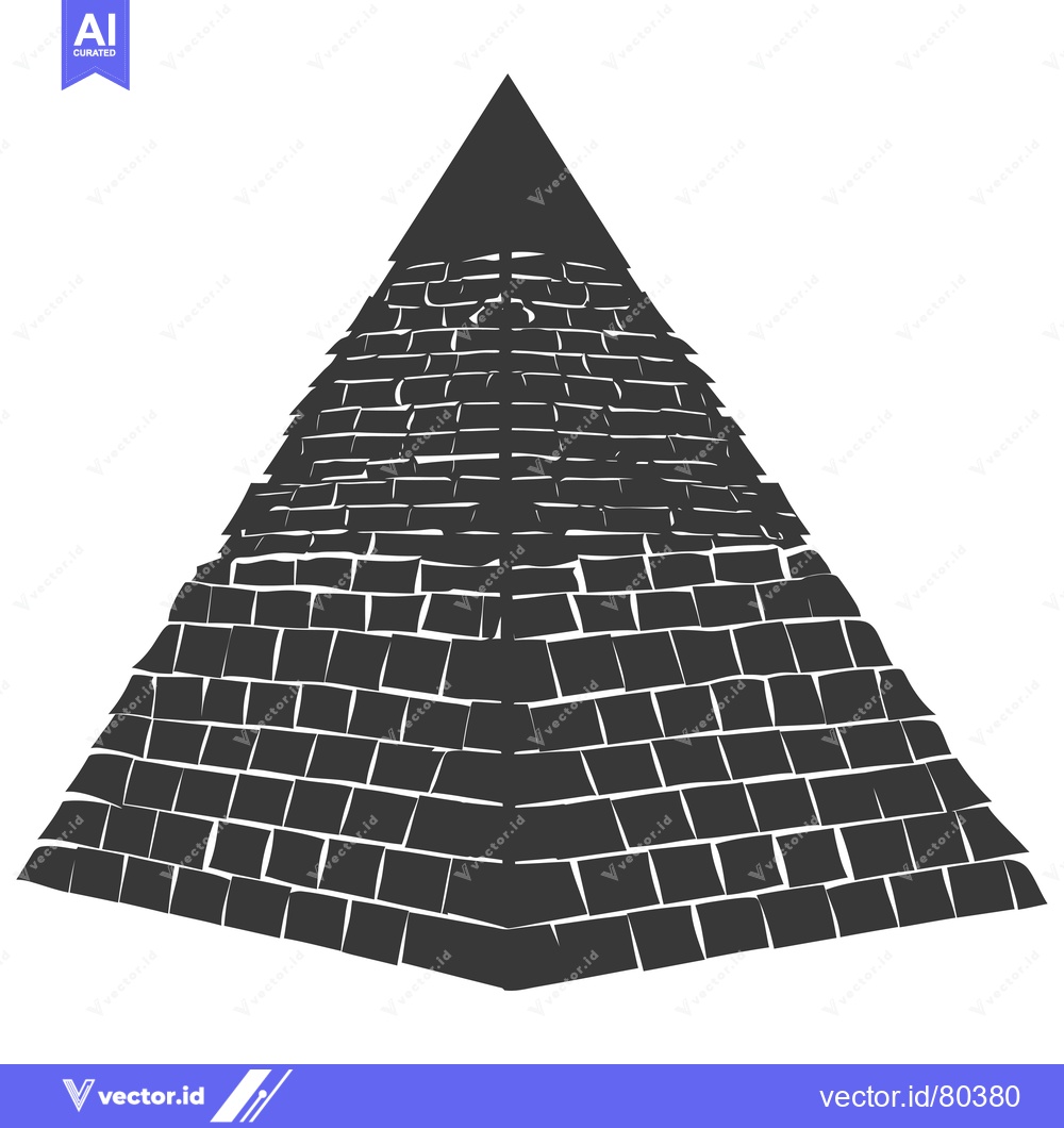 Premium Vector of A Black and White Illustration of a Brick Pyramid