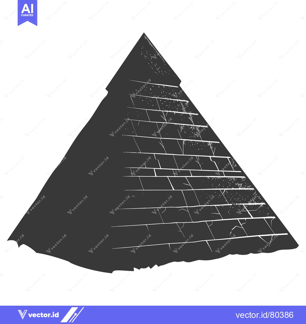 Premium Vector dari A Black and White Illustration of a Pyramid with Cracks
