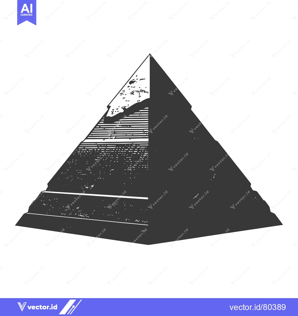 Premium Vector of A black and white, textured illustration of a pyramid