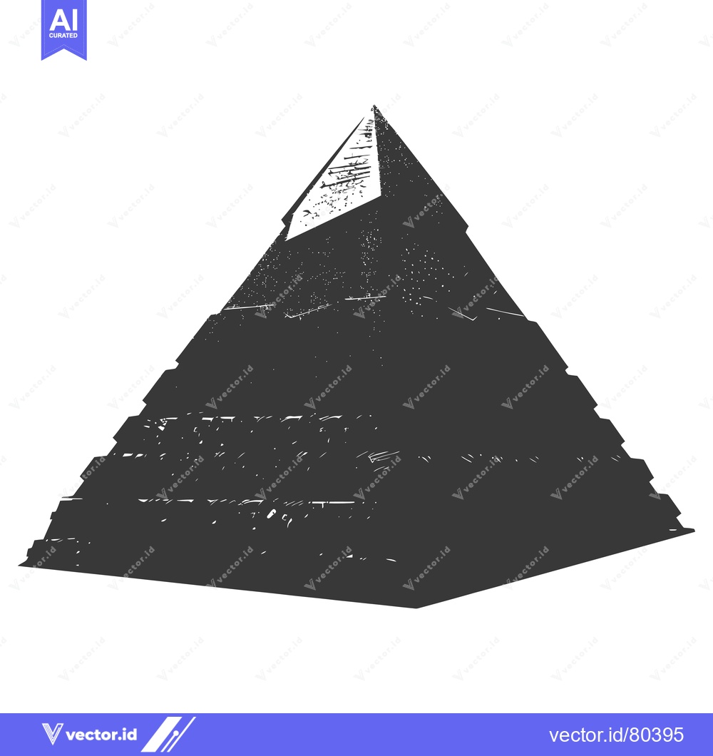 Premium Vector of A Black and White Illustration of a Pyramid with a Rough Texture