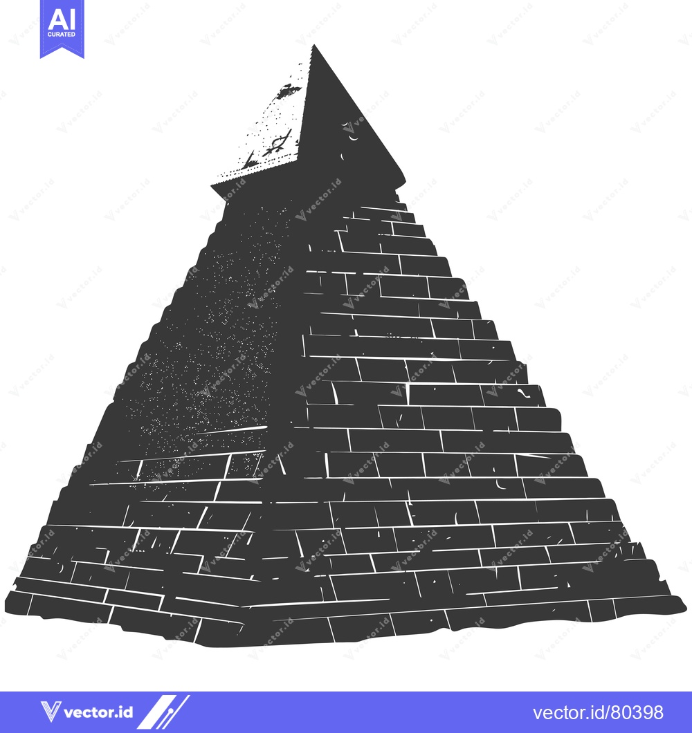 Premium Vector of A black and white illustration of a stone pyramid