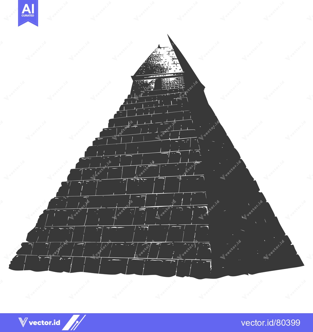 Premium Vector of A black and white illustration of a stone pyramid