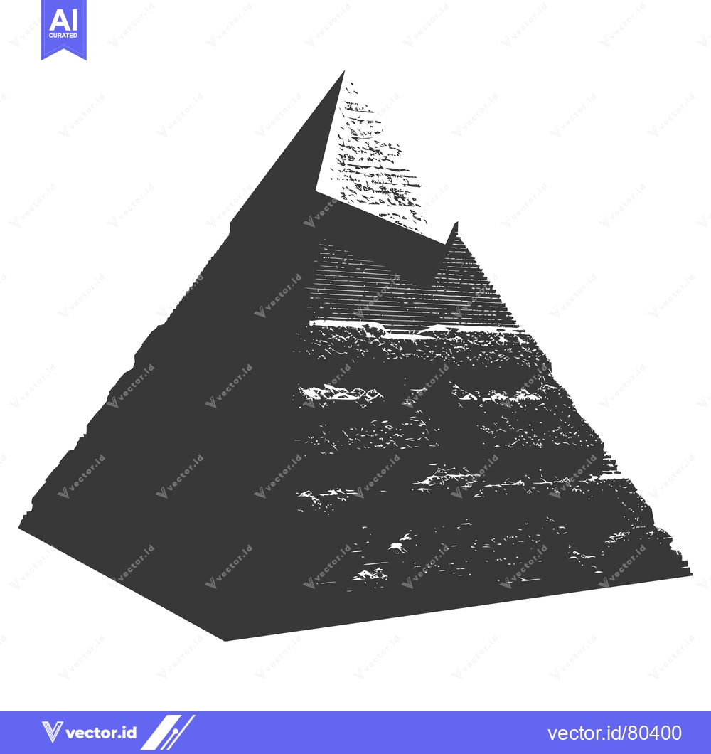 Premium Vector dari A Black and White Silhouette of a Pyramid with a Distinctive Peak