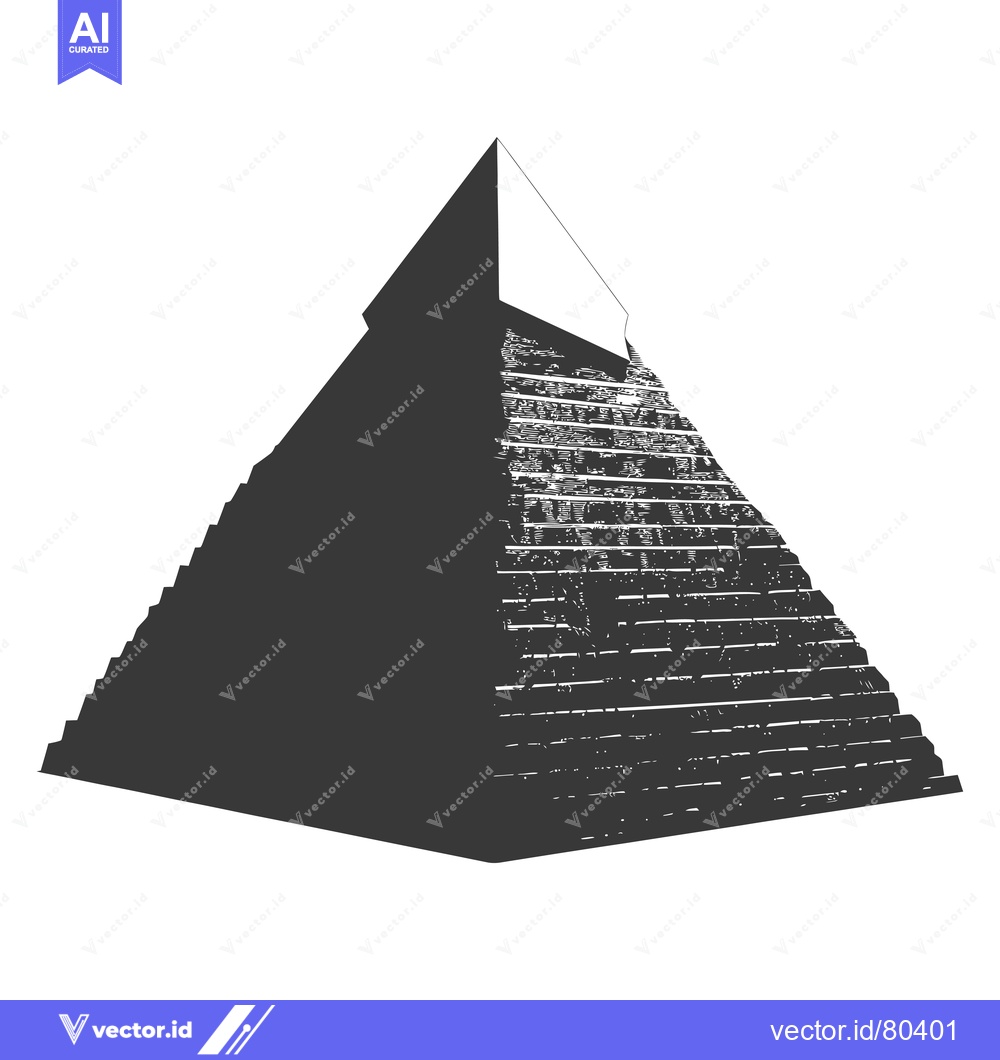 Premium Vector of Black and White Illustration of a Stepped Pyramid with a White Top