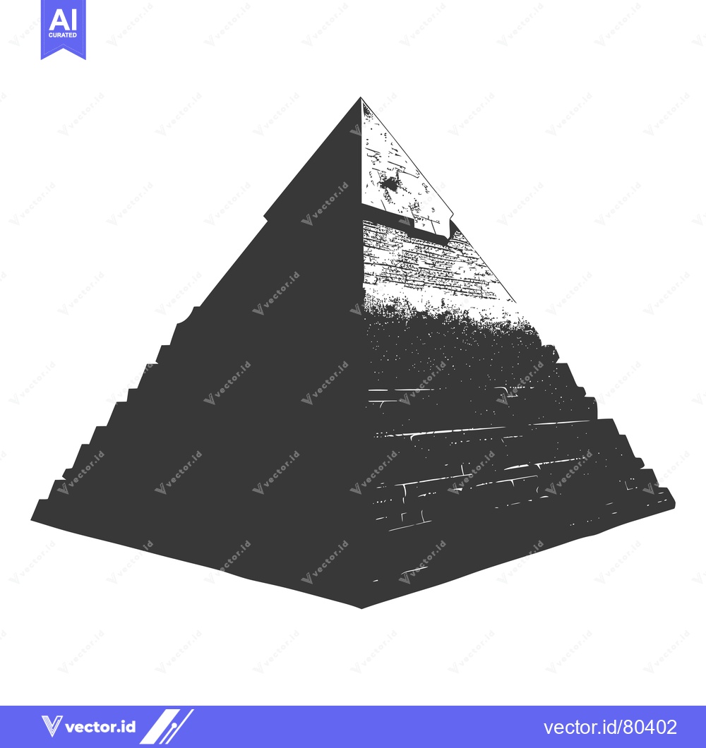 Premium Vector of A Black and White Illustration of a Pyramid with a Rough Texture