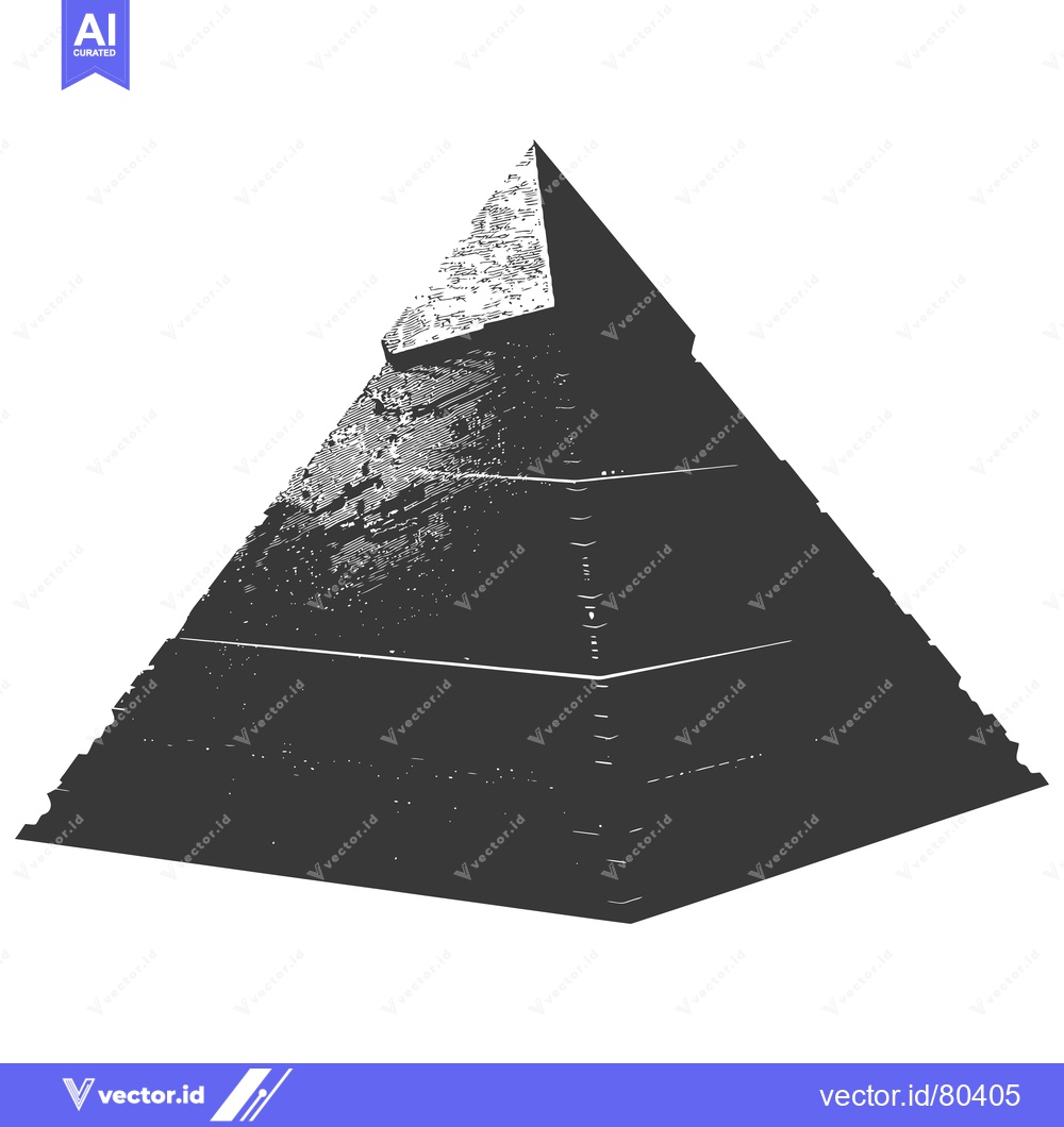 Premium Vector dari A Black and White Stylized Illustration of a Pyramid