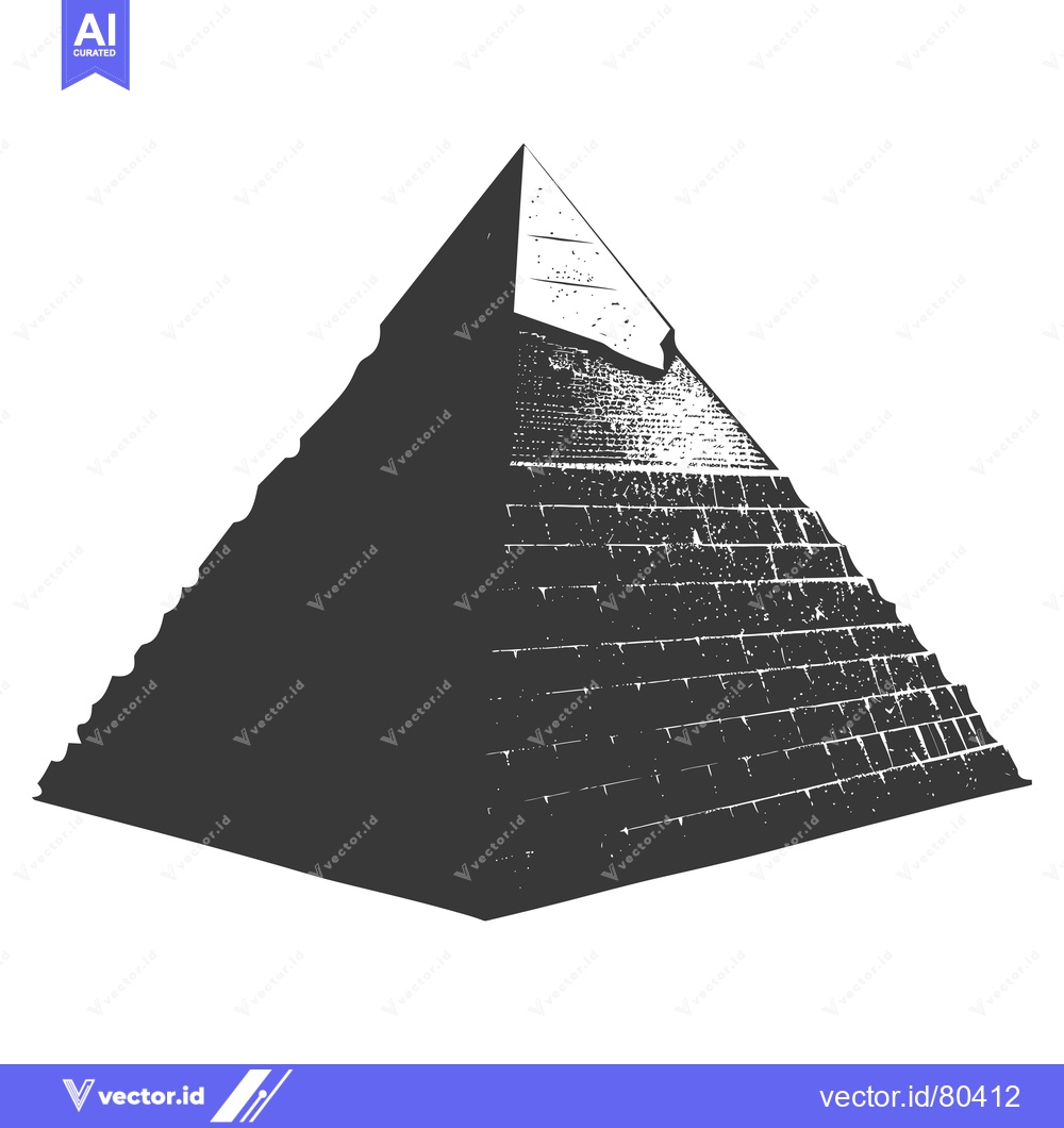 Premium Vector of A Black and White Illustration of a Pyramid
