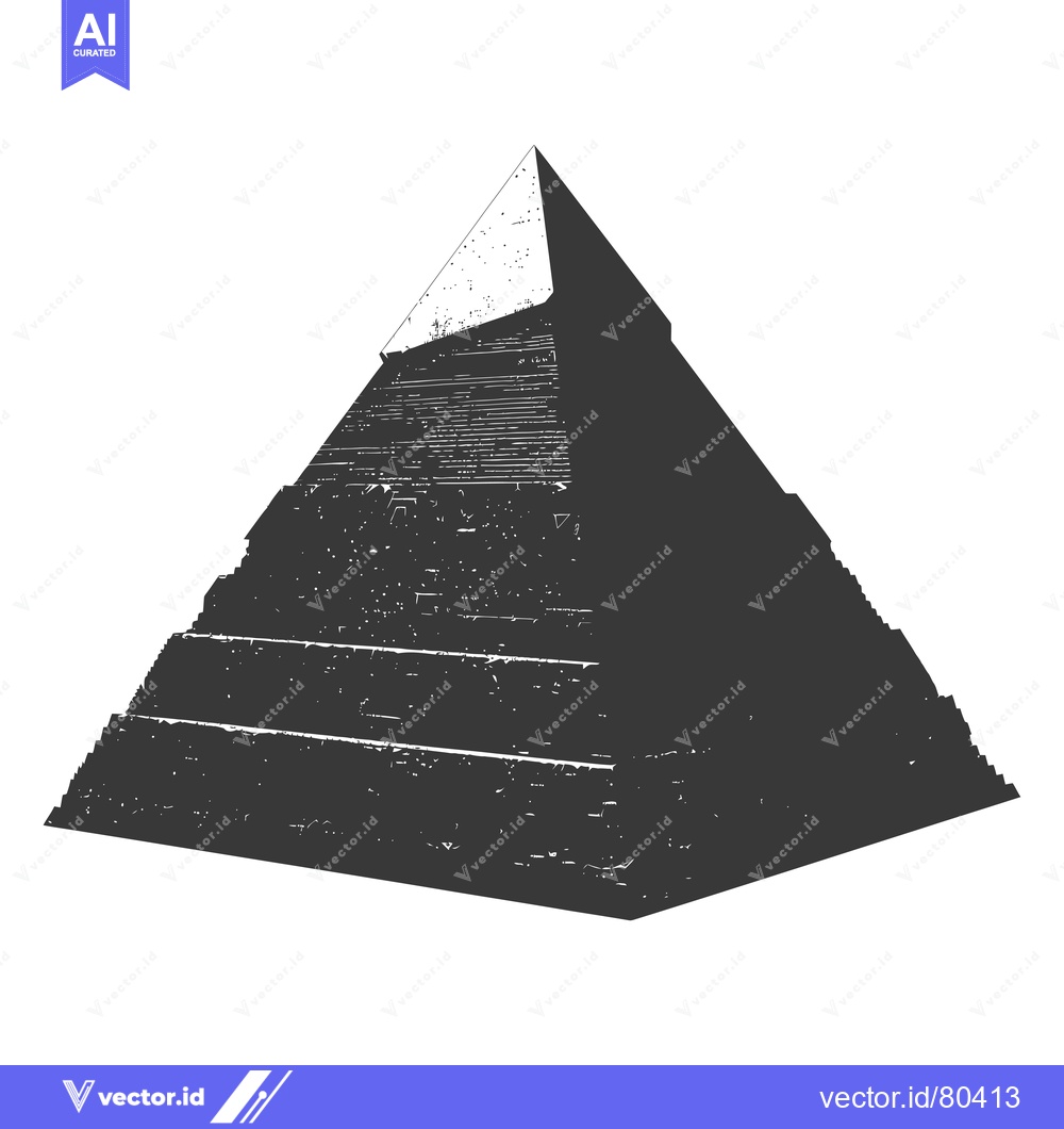 Premium Vector of A Distressed Black and White Silhouette of a Pyramid