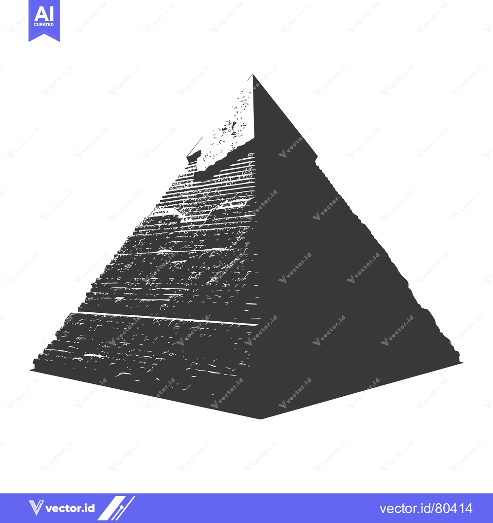 Premium Vector dari Black and White Illustration of a Pyramid with Textured Surface