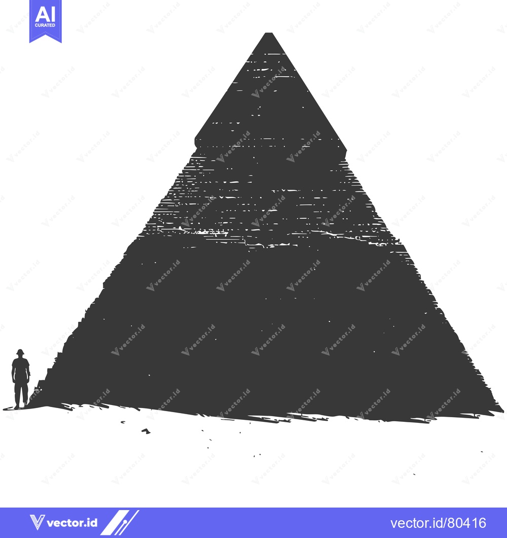 Premium Vector dari Silhouette of a Person Standing in Front of a Large Pyramid