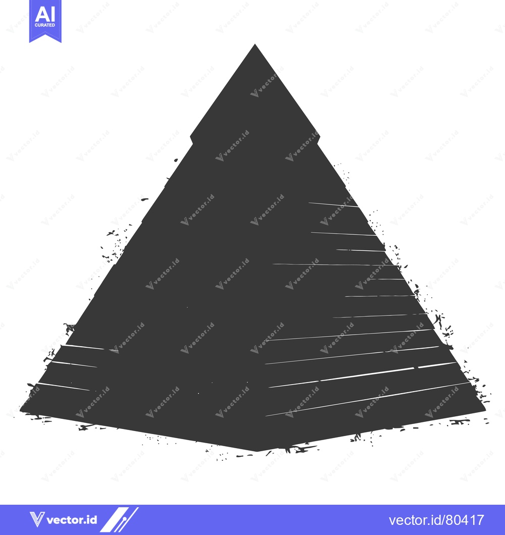 Premium Vector of Grunge-style Silhouette of a Pyramid with Steps