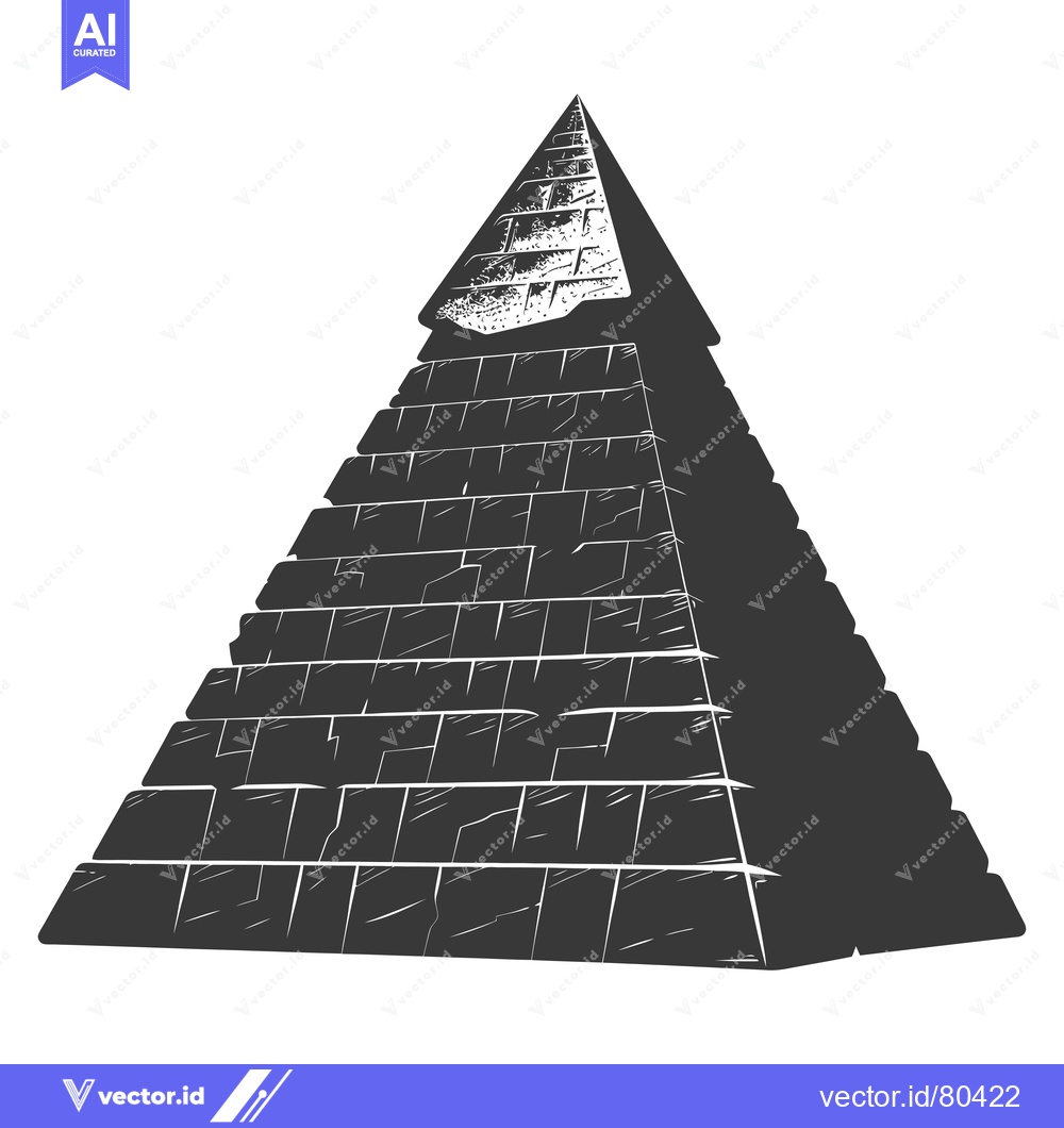 Premium Vector dari A weathered black pyramid with a missing capstone